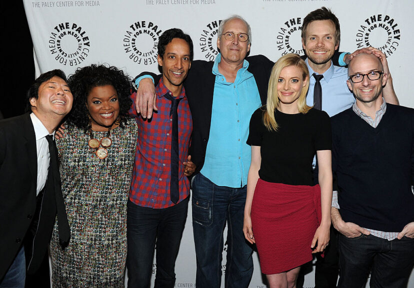 BEVERLY HILLS, CA - MARCH 15: Cast members Ken Jeong,Yvette Nicole Brown, Danny Pudi, Chevy Chase, Gillian Jacobs, Joel McHale, Jim Rash, of "Community" pose at the Paley Center For Media's Paleyfest 2011 event honoring "Community" at the Saban Theater on March 15, 2011 in Beverly Hills, California. (Photo by Frazer Harrison/Getty Images)