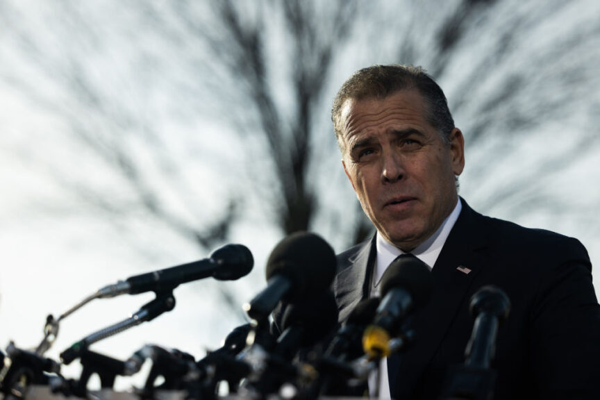 Hunter Biden, son of US President Joe Biden, speaks to members of the media outside the US Capitol in Washington, DC, US, on Wednesday, Dec. 13, 2023. Presidential son Hunter Biden admitted to making "mistakes" in his finances but said his father had no involvement in his business dealings. Photographer: Tierney L. Cross/Bloomberg via Getty Images