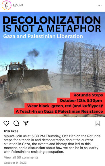 UVA SJP group Instagram 