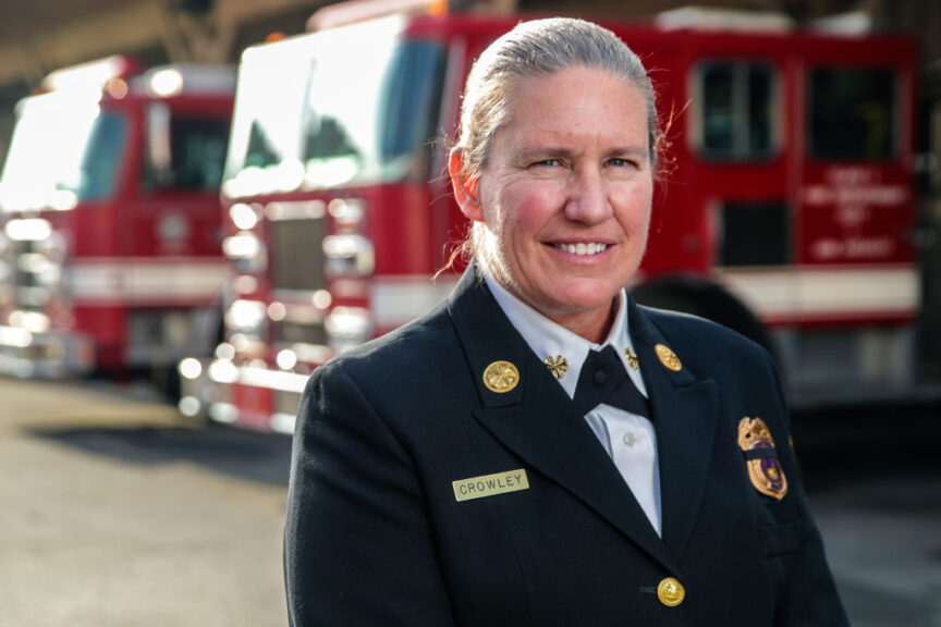 Deputy Fire Chief Kristin Crowley has been selected by Mayor Eric Garcetti to lead the Los Angeles Fire Department. Announcement was made at a press conference held at Frank Hotchkin Memorial Training Center on Tuesday, Jan. 18, 2022 in Los Angeles, CA.