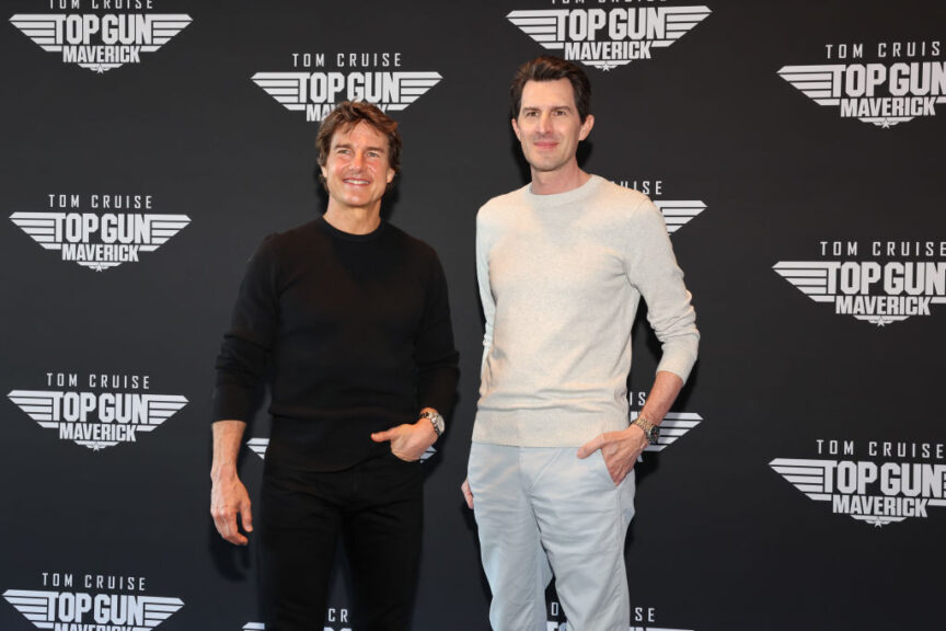 MEXICO CITY, MEXICO - MAY 06: Tom Cruise and Joe Kosinski attend the Mexico Press Day of "Top Gun: Maverick" at The Ritz Carlton Hotel on May 06, 2022 in Mexico City, Mexico. (Photo by Hector Vivas/Getty Images for Paramount Pictures)