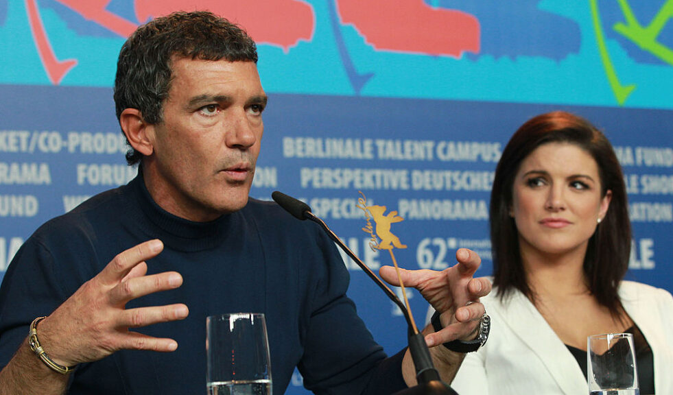 BERLIN, GERMANY - FEBRUARY 15: Actors Antonio Banderas and Gina Carano attend the "Haywire" Press Conference during day seven of the 62nd Berlin International Film Festival at the Grand Hyatt on February 15, 2012 in Berlin, Germany. (Photo by Sean Gallup/Getty Images)